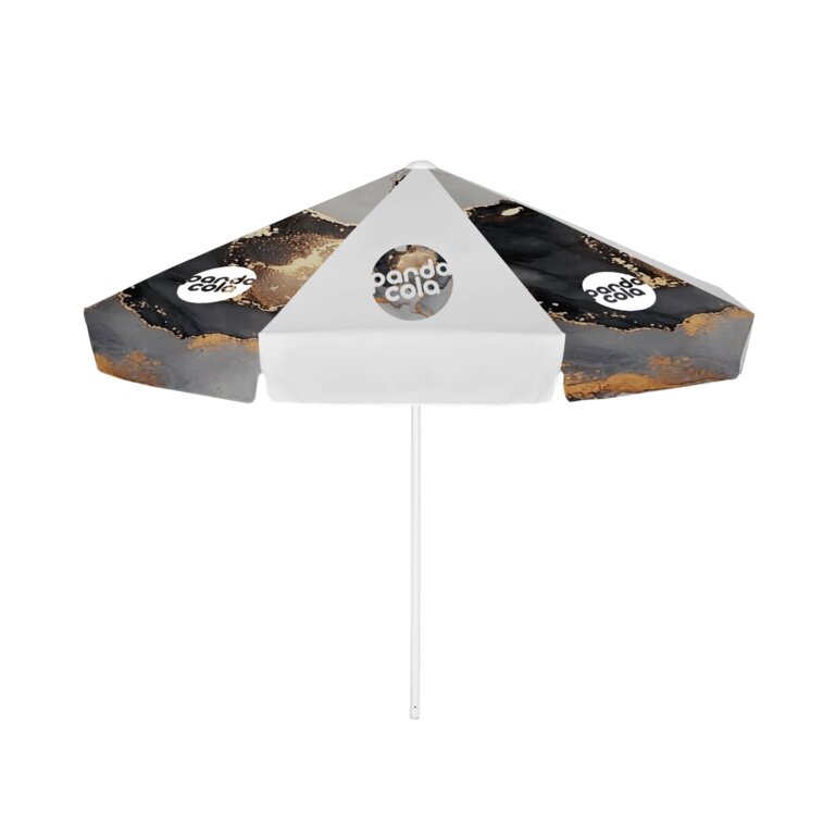 Parasol publicitaire rond ouverture avec poignée et lambrequin - Tahiti round | pandacola - 2