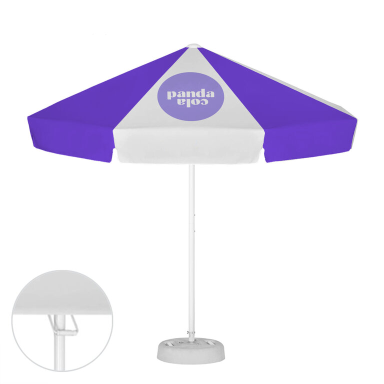 Parasol publicitaire rond ouverture avec poignée et lambrequin - Tahiti round | pandacolach