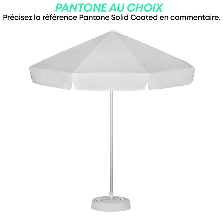 Parasol publicitaire rond ouverture avec poignée et lambrequin - Tahiti round | pandacolach