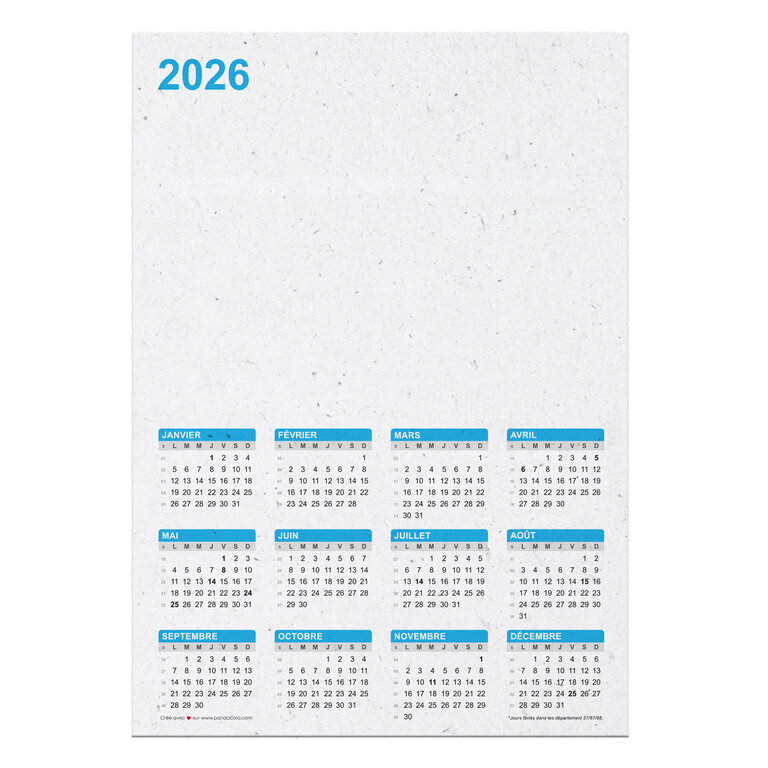 Calendrier 2026 ensemencé personnalisé 12 mois - Holmes Green | pandacolach