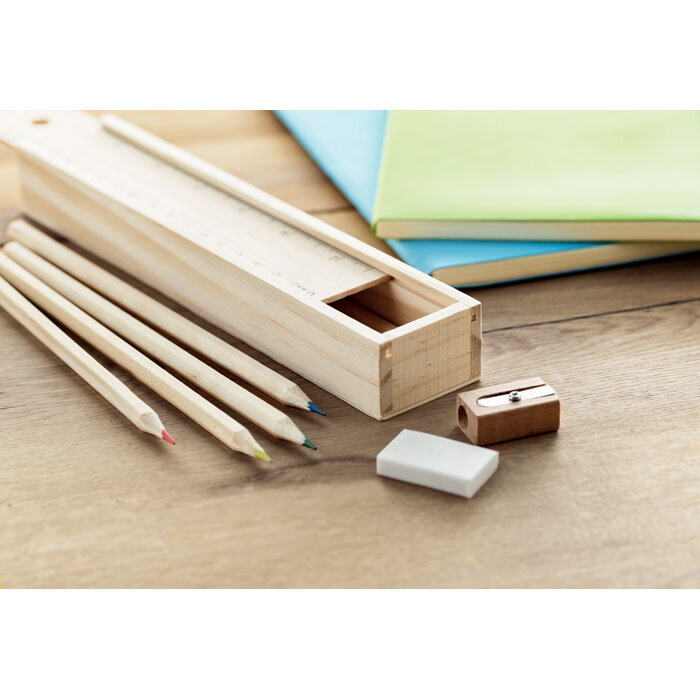 Ensemble écriture et coloriage personnalisé dans un étui en bois - Todo Set | pandacola - 2