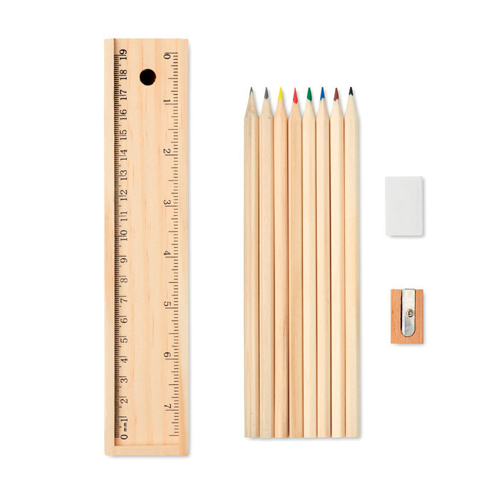 Ensemble écriture et coloriage personnalisé dans un étui en bois - Todo Set | pandacolach
