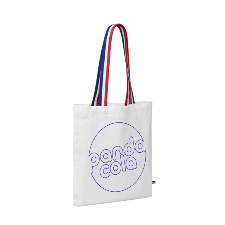Tote bag coton  personnalisable avec anses tricolores 180gr/m² - White | pandacola