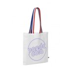 Tote bag coton  personnalisable avec anses tricolores 180gr/m² - White | pandacola - thumb - 1