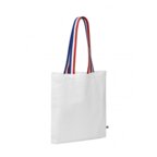 Tote bag coton  personnalisable avec anses tricolores 180gr/m² - White | pandacola - thumb