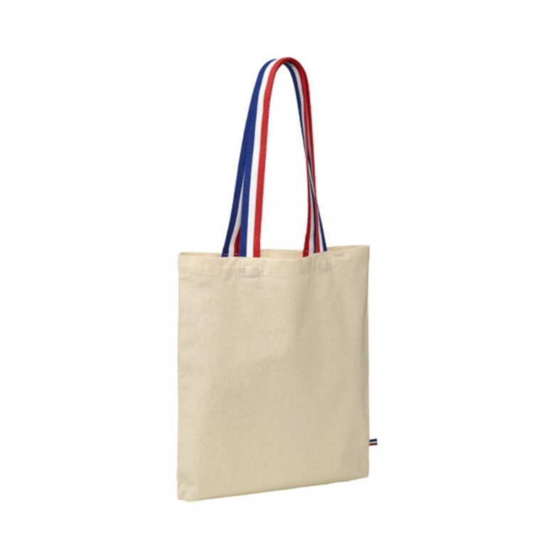 Tote bag coton  personnalisable avec anses tricolores 180gr/m² - White | pandacolach