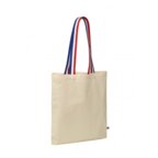 Tote bag coton  personnalisable avec anses tricolores 180gr/m² - White | pandacolach - thumb