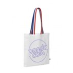 Tote bag coton  personnalisable avec anses tricolores 180gr/m² - White | pandacolach - thumb - 1