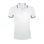 Polo Homme personnalisé blanc à détail bicolore en coton 200 gr/m² - Pasadena White | pandacola - thumb