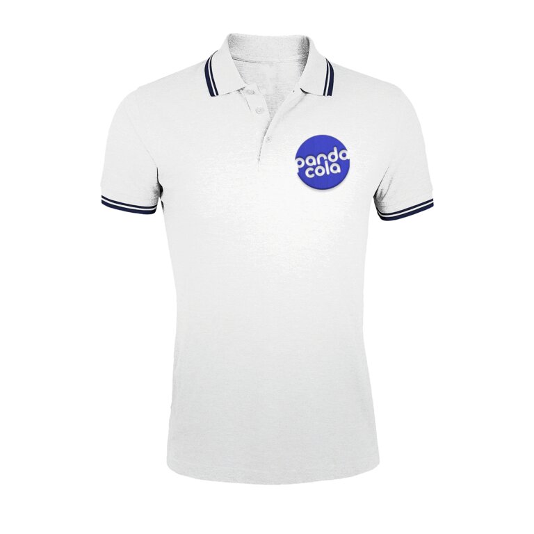 Polo Homme personnalisé blanc à détail bicolore en coton 200 gr/m² - Pasadena White | pandacolach