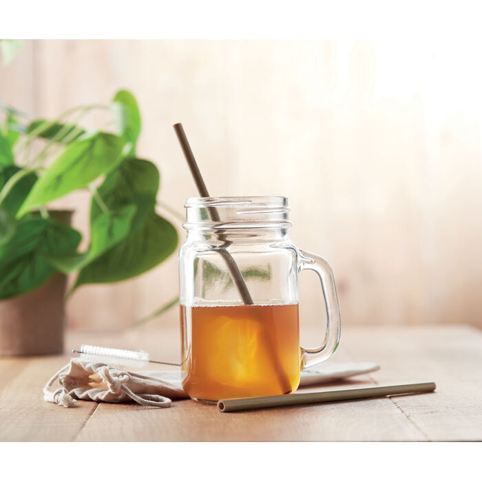 Ensemble de 2 pailles réutilisables personnalisé en bambou - Natural Straw | pandacola - 2