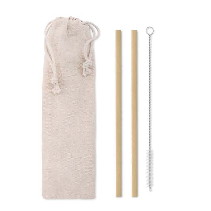 Ensemble de 2 pailles réutilisables personnalisé en bambou - Natural Straw | pandacolach