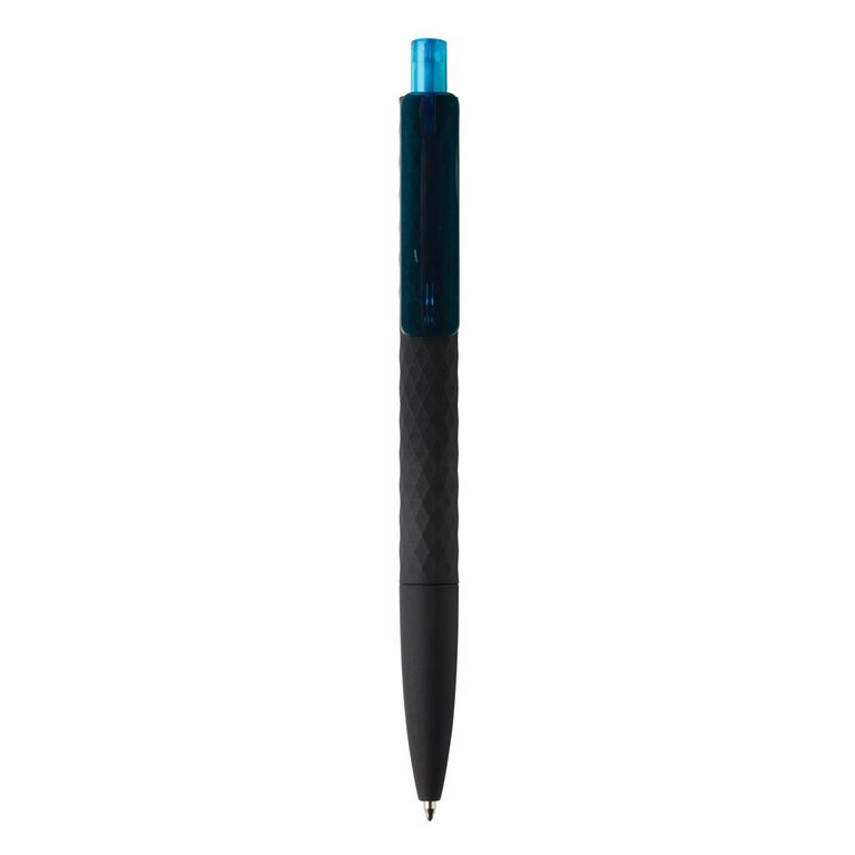 Stylo publicitaire finition losange texturé corps noir/attribut coloré - X3 Soft Touch | pandacola - 1