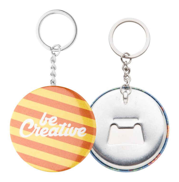 Porte-clés promotionnel rond décapsuleur avec marquage quadrichromie - Keyby | pandacolach