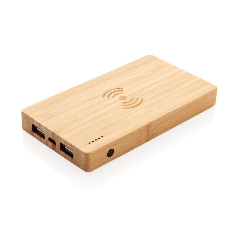 Batterie de secours personnalisée à induction en bambou 4000 mAh - Nura | pandacolach