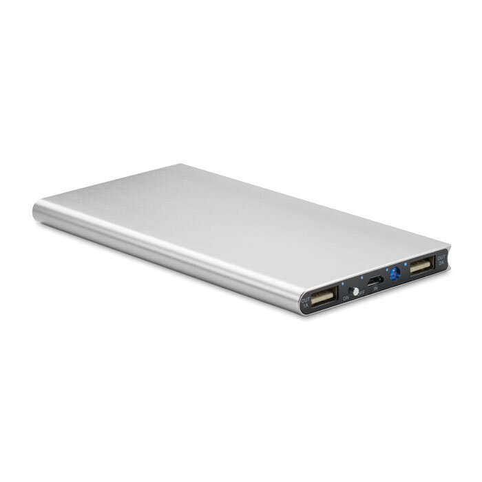 Powerbank plat aluminium 2 ports sortie USB 8000 mAh - Powerflat8 | pandacola