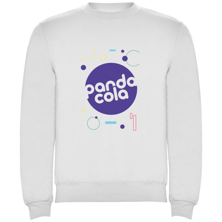 Sweat publicitaire blanc mixte ras du cou avec poignets ajustés 280 gr/m² - Anjo | pandacolach