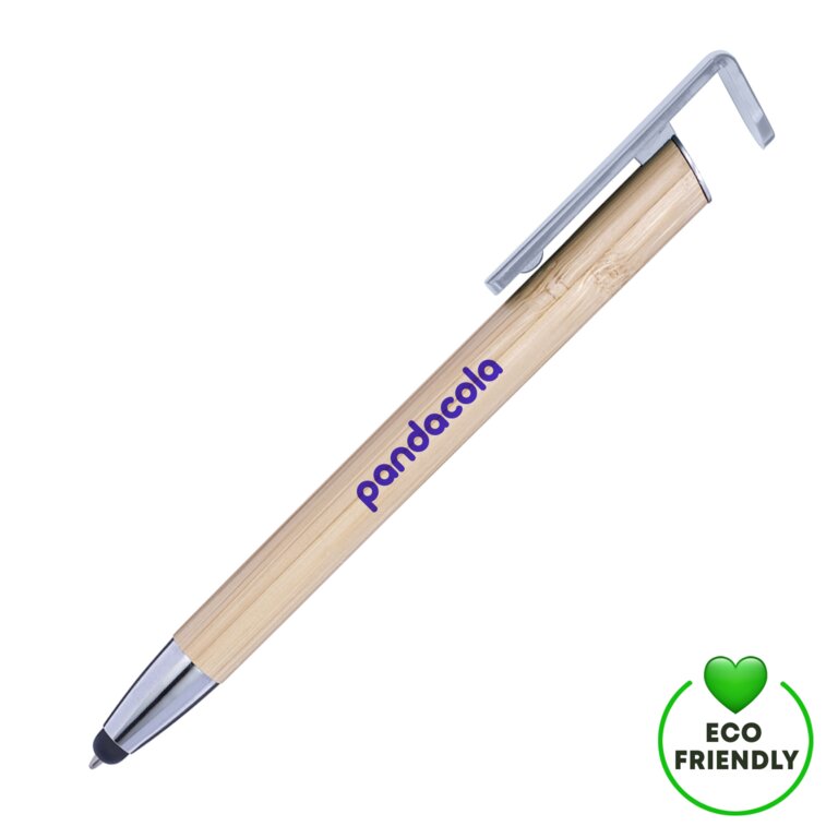 Stylo à bille personnalisable en bambou avec embout tactile - Pega | pandacolach