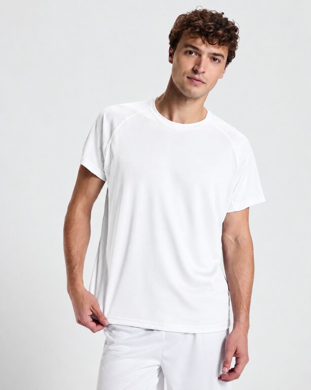 T-shirt de sport blanc homme à manches courtes 135 gr/m² protection UV - Nara | pandacola