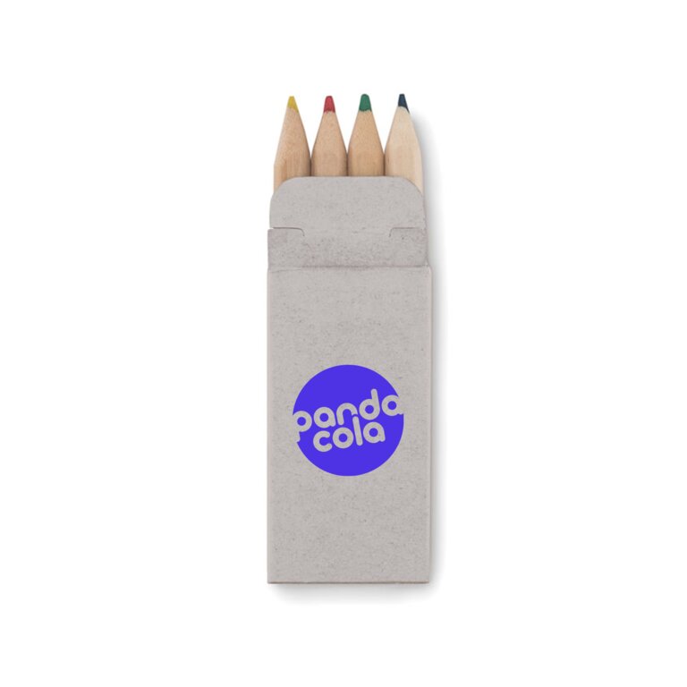 Set publicitaire de 4 mini crayons de couleur - Petit Abigail | pandacola