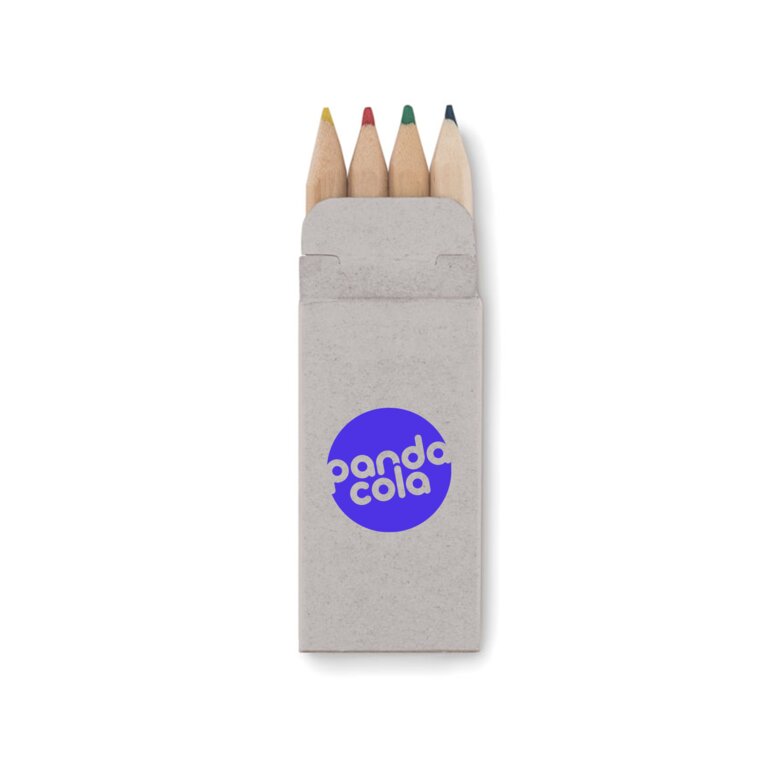 Set publicitaire de 4 mini crayons de couleur - Petit Abigail | pandacolach