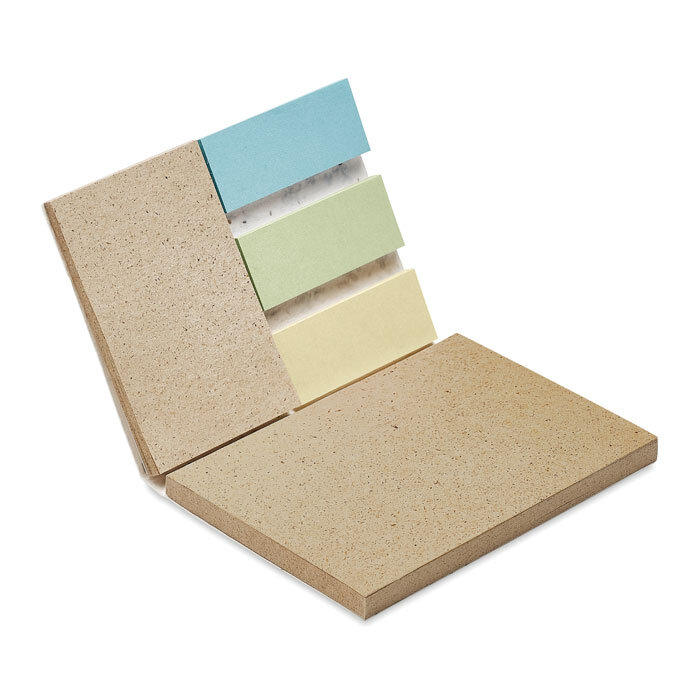 Bloc-notes personnalisé de 25 feuilles de papier fabriqué à partir d'herbe et des marqueurs 3 couleurs - Grow me | pandacolach