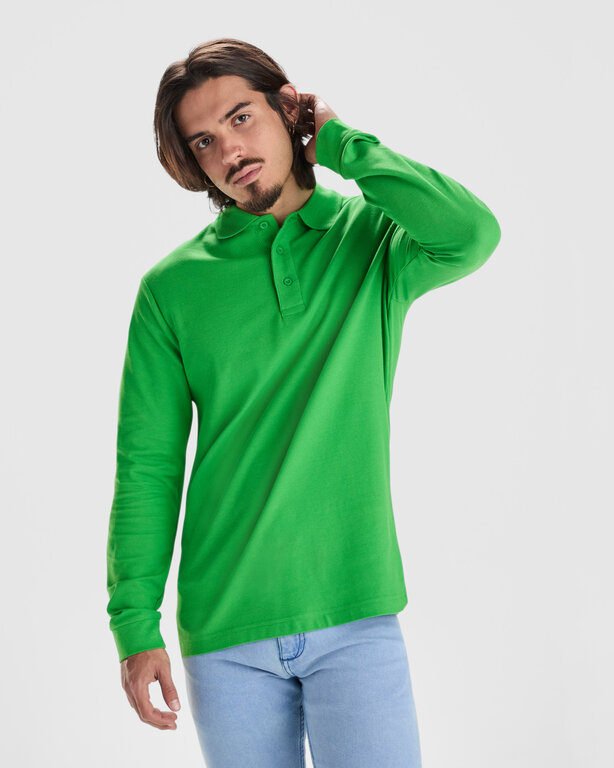 Polo publicitaire homme à manches longues avec côtes 220 gr/m² - Seto | pandacola