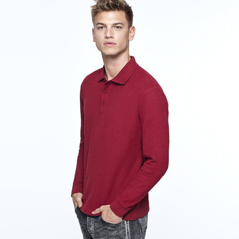 Polo publicitaire homme à manches longues avec côtes 220 gr/m² - Seto | pandacolach - 2