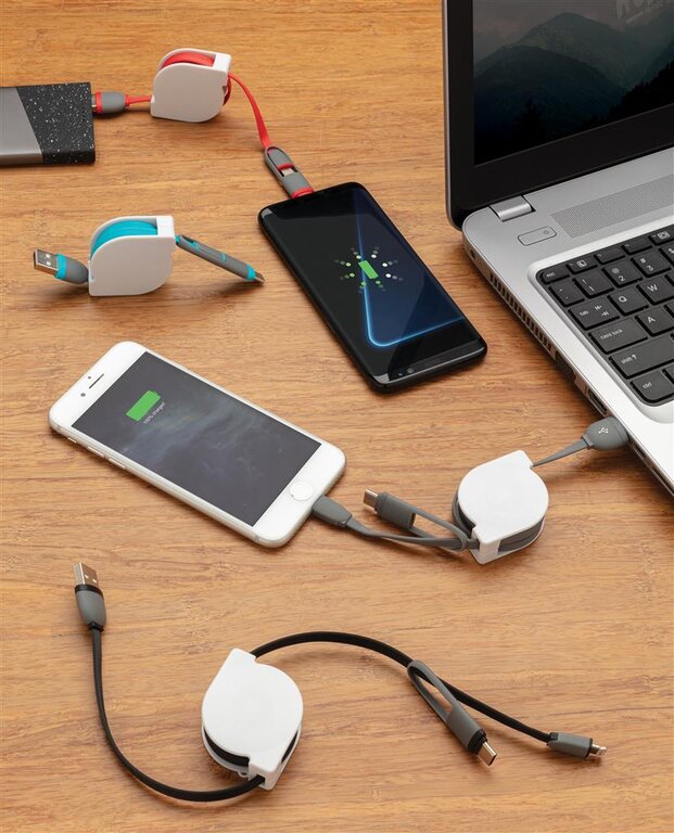 Câble personnalisé rétractable 3 en 1 avec différentes connectiques - Elba | pandacola - 2