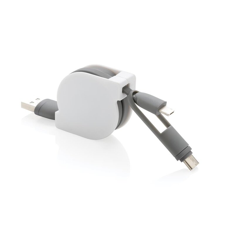 Câble personnalisé rétractable 3 en 1 avec différentes connectiques - Elba | pandacolach