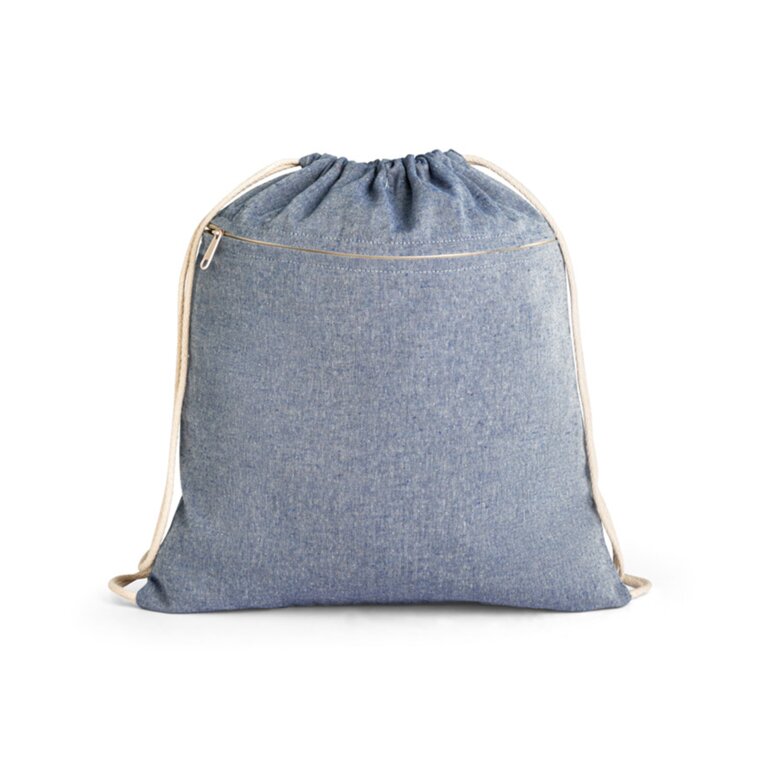Sac à dos personnalisé à cordelettes en coton recyclé 140 gr/m² zippé - Colo | pandacola