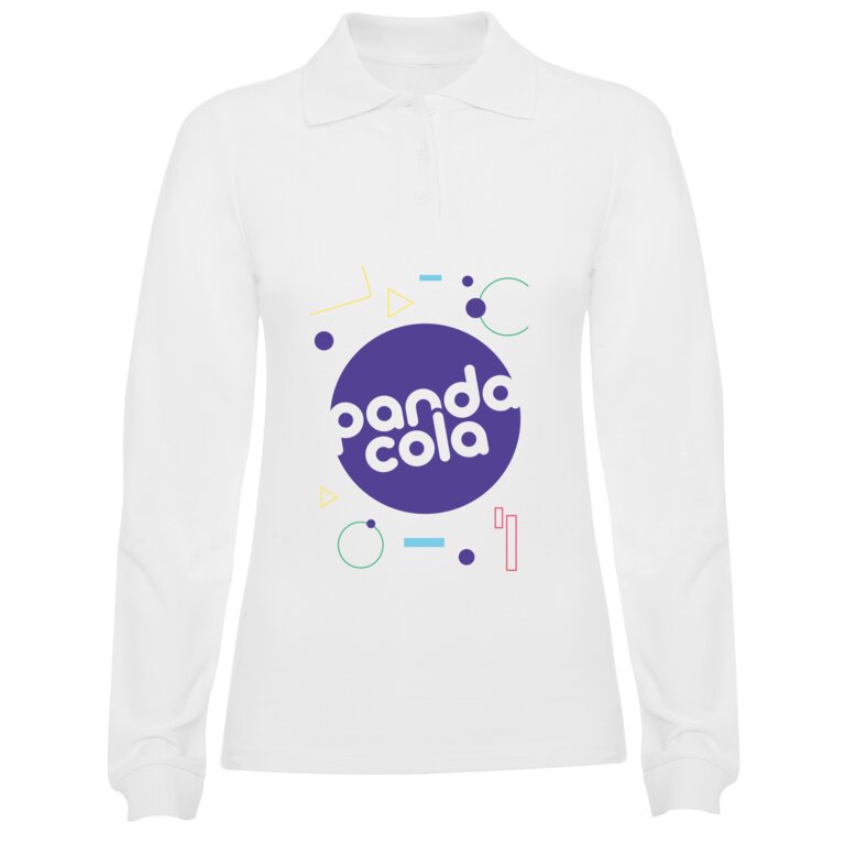 Polo publicitaire blanc femme à manches longues avec côtes 220 gr/m² - Seto | pandacolach