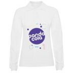 Polo publicitaire blanc femme à manches longues avec côtes 220 gr/m² - Seto | pandacolach - thumb - 1