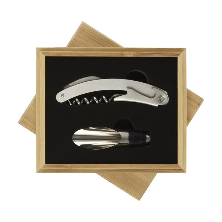 Set à vin personnalisé en bambou de 2 accessoires - Baoul | pandacola - 1