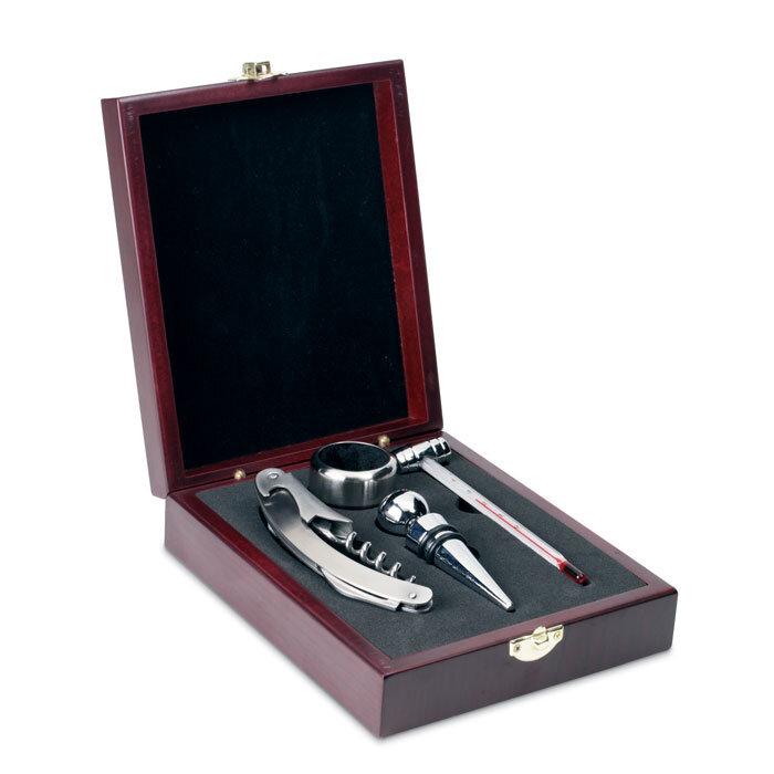 Set à vin publicitaire en bois 4 accessoires - Conway | pandacolach