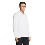 Polo manches longues personnalisé unisexe blanc en polyester 200 gr/m² - Prime Lsl White | pandacola - thumb - 1