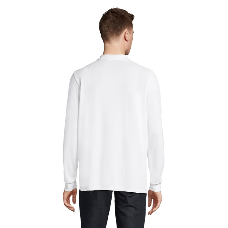 Polo manches longues personnalisé unisexe blanc en polyester 200 gr/m² - Prime Lsl White | pandacola - 2