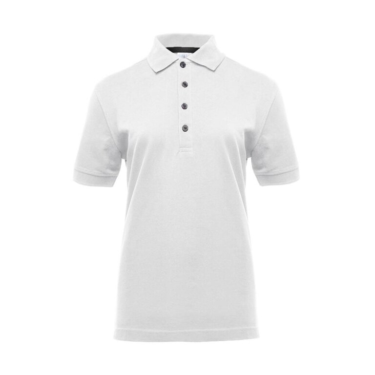 Polo personnalisable femme blanc en coton piqué à boutons colorés personnalisable 210 gr/m² - Mashou White | pandacolach