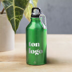 Gourde publicitaire en aluminium recyclé avec mousqueton 400 ml - Oregon | pandacolach - thumb - 1