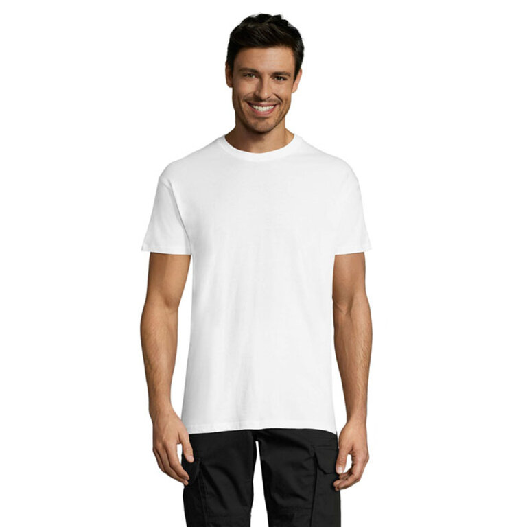 Tee-shirt personnalisé unisexe blanc col rond en coton semi-peigné 150 gr/m² - Regent | pandacola