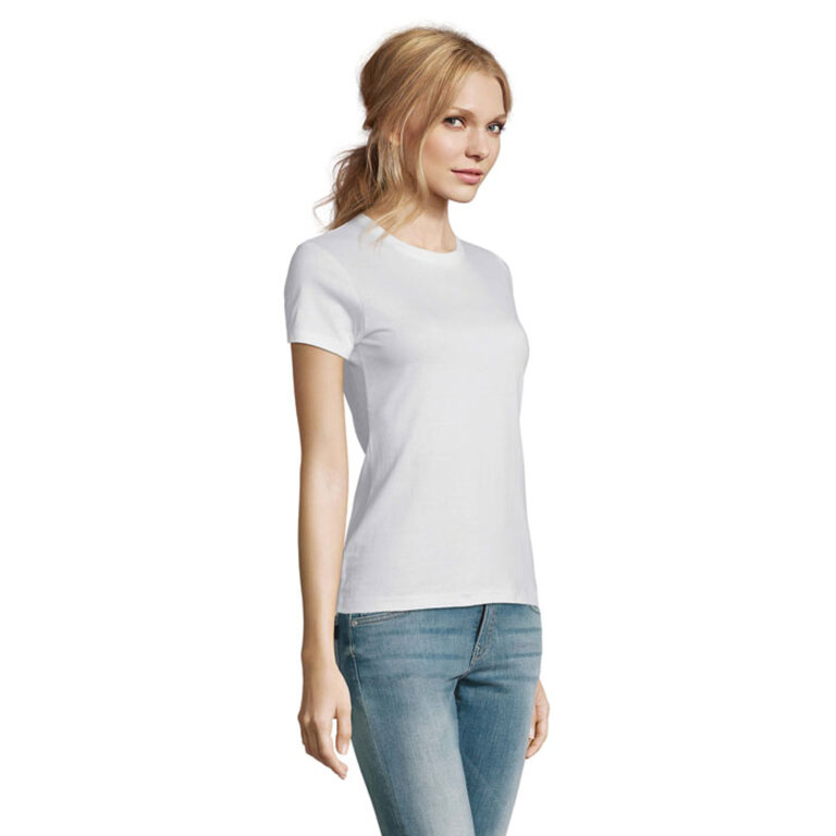Tee-shirt personnalisable blanc femme coupé cousu 100% coton 190 gr/m² - Impérial | pandacola - 1