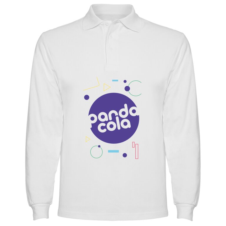 Polo publicitaire blanc homme à manches longues avec côtes 220 gr/m² - Seto | pandacolach