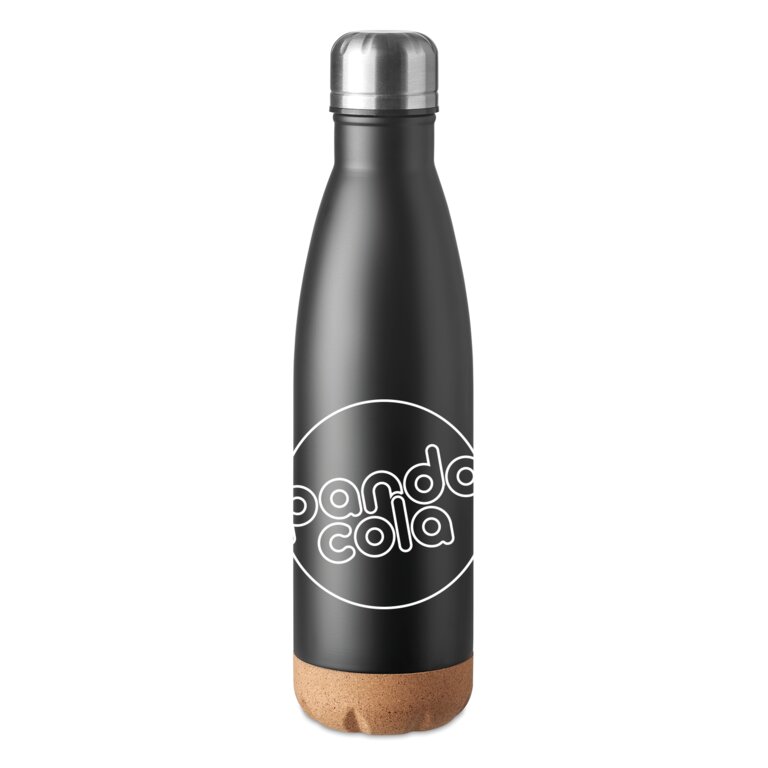 Bouteille publicitaire double paroi en acier inoxydable avec base en liège 500 mL - Lahti | pandacolach