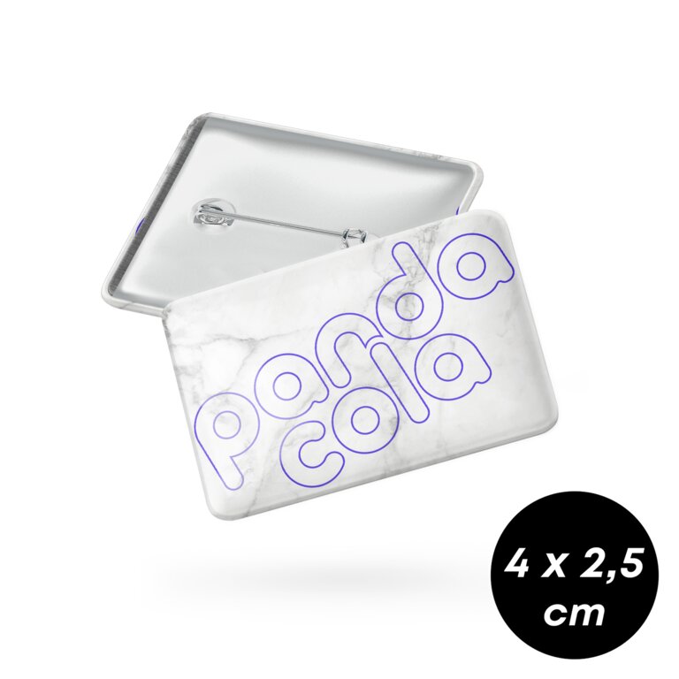 Badge personnalisé rectangulaire 4x2,5 cm - Pan | pandacola