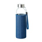 Bouteille personnalisable 500 ml en verre avec pochette aspect denim - Utah denim | pandacola - thumb - 1