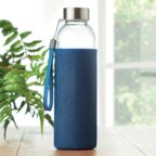 Bouteille personnalisable 500 ml en verre avec pochette aspect denim - Utah denim | pandacola - thumb - 2