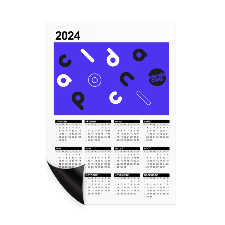 Calendrier magnet recto en papier publicitaire 2024 0,3 mm - Magcal Eco | pandacolach