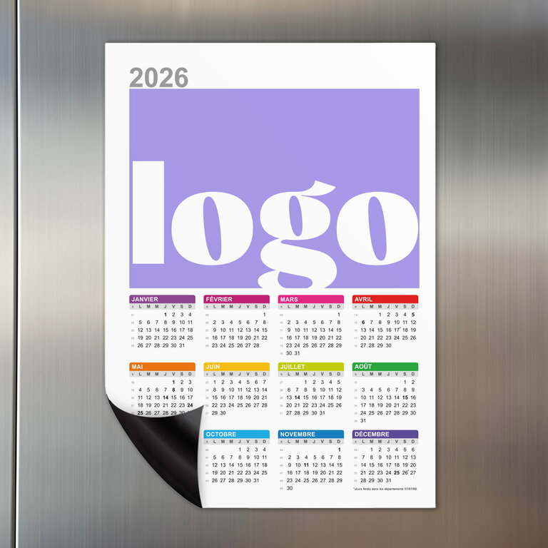 Calendrier magnet recto en papier publicitaire 2024 0,3 mm - Magcal Eco | pandacola