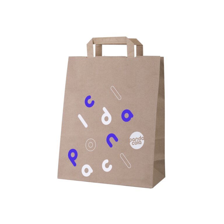 Sac personnalisé en papier kraft 80 gr/m² avec poignées plates 32 x 10 x 40 cm  - Pintal | pandacolach