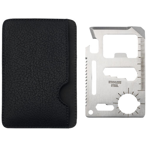 Carte multifonctions publicitaire 15 outils avec pochette PU - Saki | pandacola - 1
